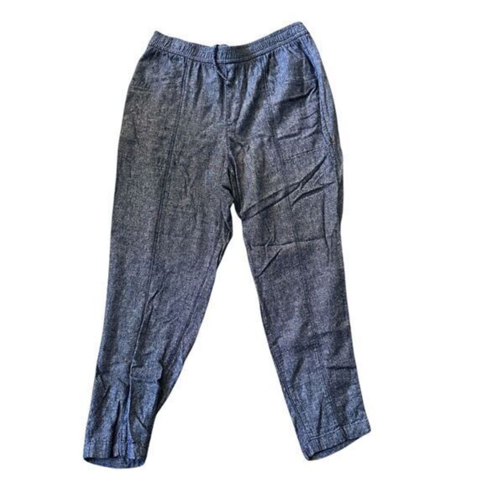 Old Navy Blue Linen Rayon Drawstring Baggy Elastic Pockets Pants - Size M